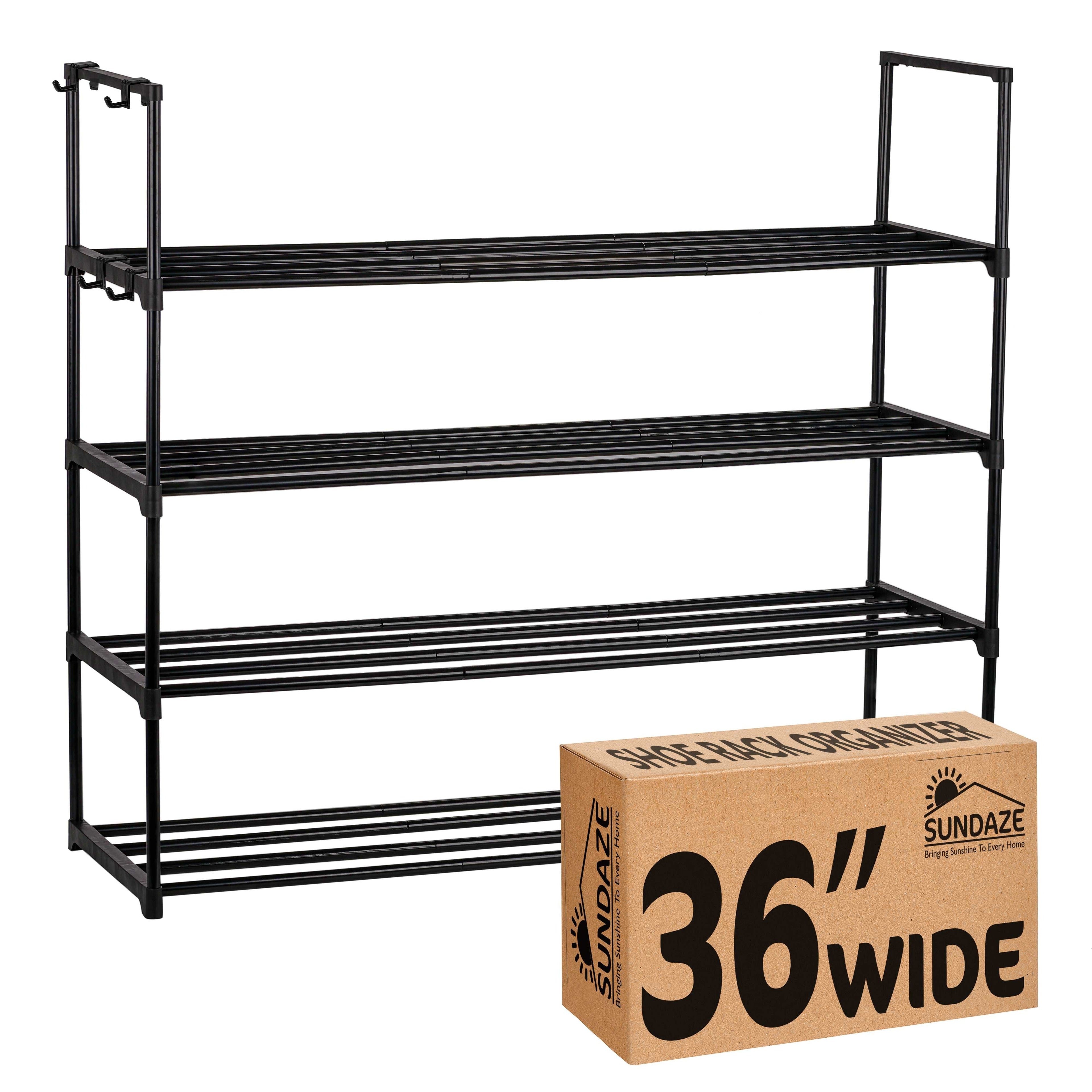 4 Tier Metal Shoe Organizer, Sturdy Long Shoe Rack for Closet, Bedroom, Entryway, Garage, Black Metal, Holds Up to 20 Pairs