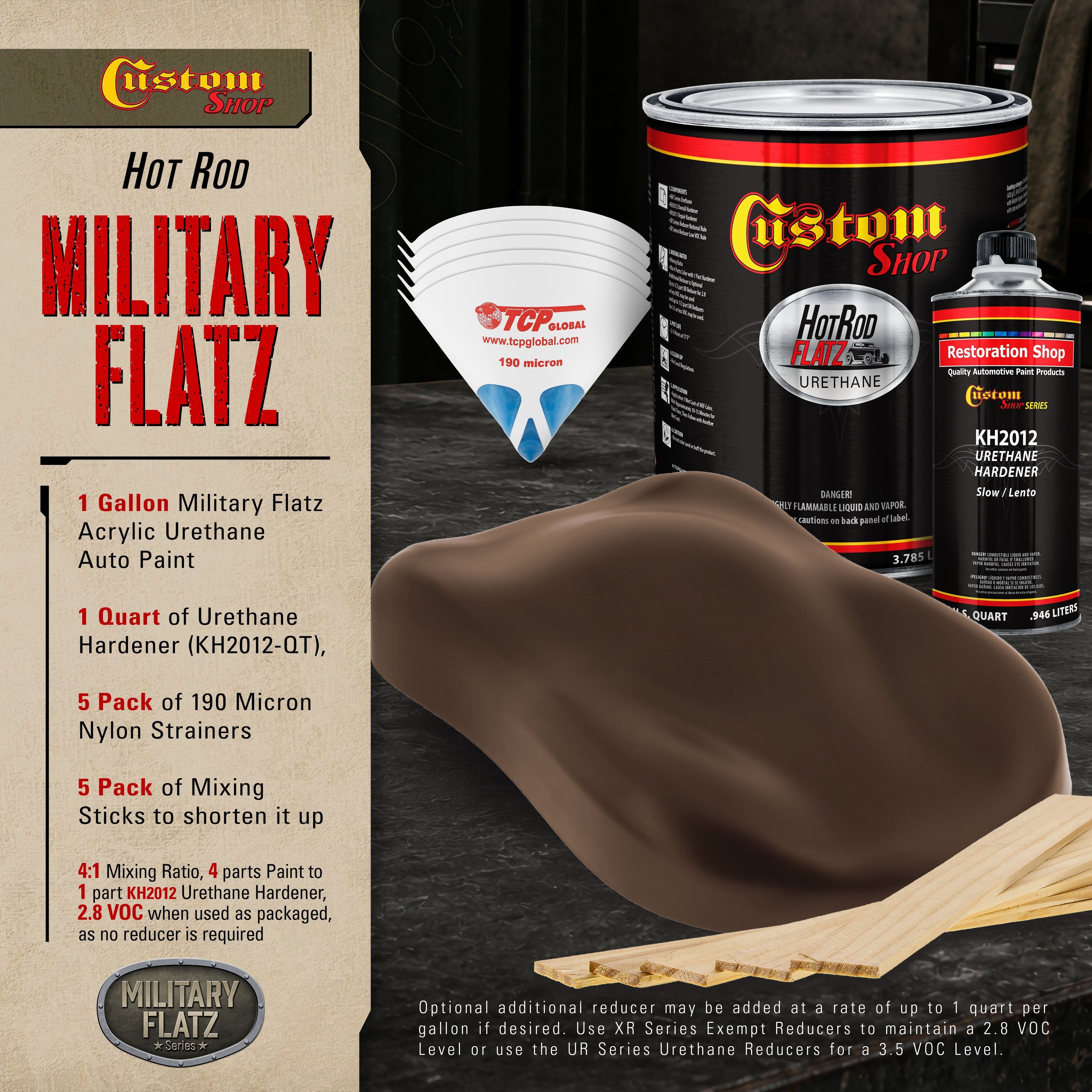 Military Flatz 595-30051 Camo Brown - 2K Urethane Flat Automotive Paint - Gallon Kit