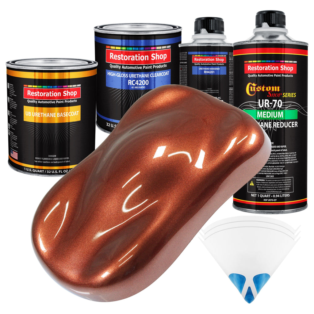 Saddle Brown Firemist - Urethane Basecoat with Clearcoat Auto Paint (Complete Medium Quart Paint Kit) Professional Gloss Automotive Car Truck Coating