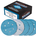 Premium 400 Grit 6" Rhombus Diamond Shape Blue Sanding Discs, 6-Hole, Box of 50 - Hook & Loop Anti-Clogging J-Cloth Dustless Sandpaper for Random Orbital Sanders