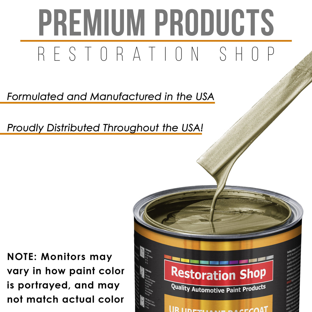 Antique Gold Metallic - Urethane Basecoat with Clearcoat Auto Paint (Complete Medium Quart Paint Kit) Professional Gloss Automotive Car Truck Coating