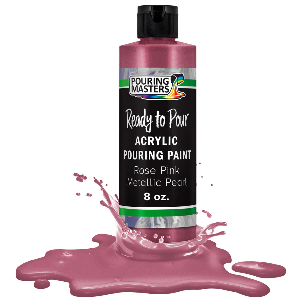 Pouring Masters Rose Pink Metallic Pearl Ready to Pour Acrylic Pouring Paint - Premium 8-Ounce Pre-Mixed Fluid Acrylic Paint - Fluid Art Supplies for Canvas, Wood, Paper, Tile & Rocks