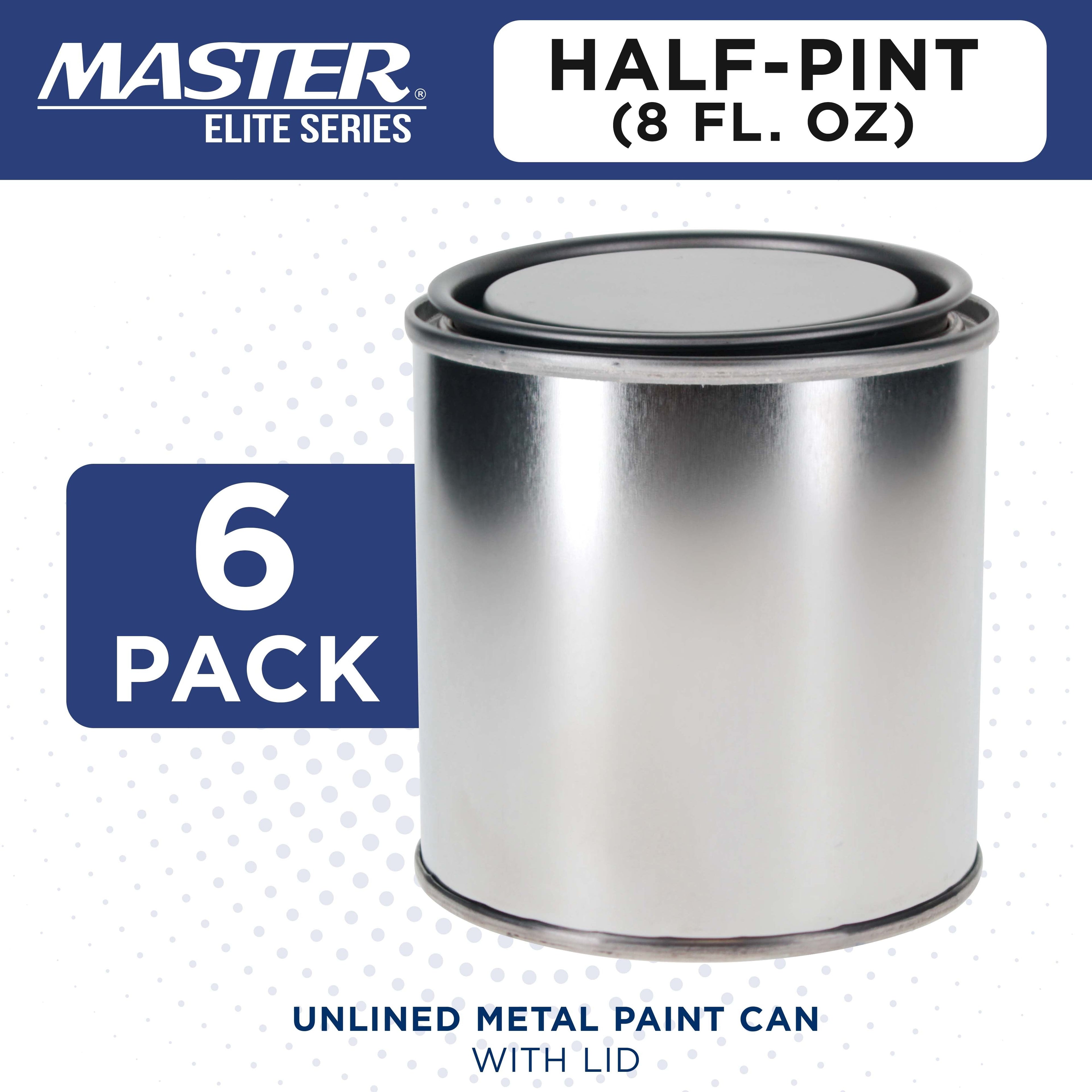 1/2 Pint Unlined Empty Metal Paint Can Bucket with Lids, Pack of 6 - Triple Tight Lid Seal, 8 fl. oz. Steel Coating Storage Container Tin
