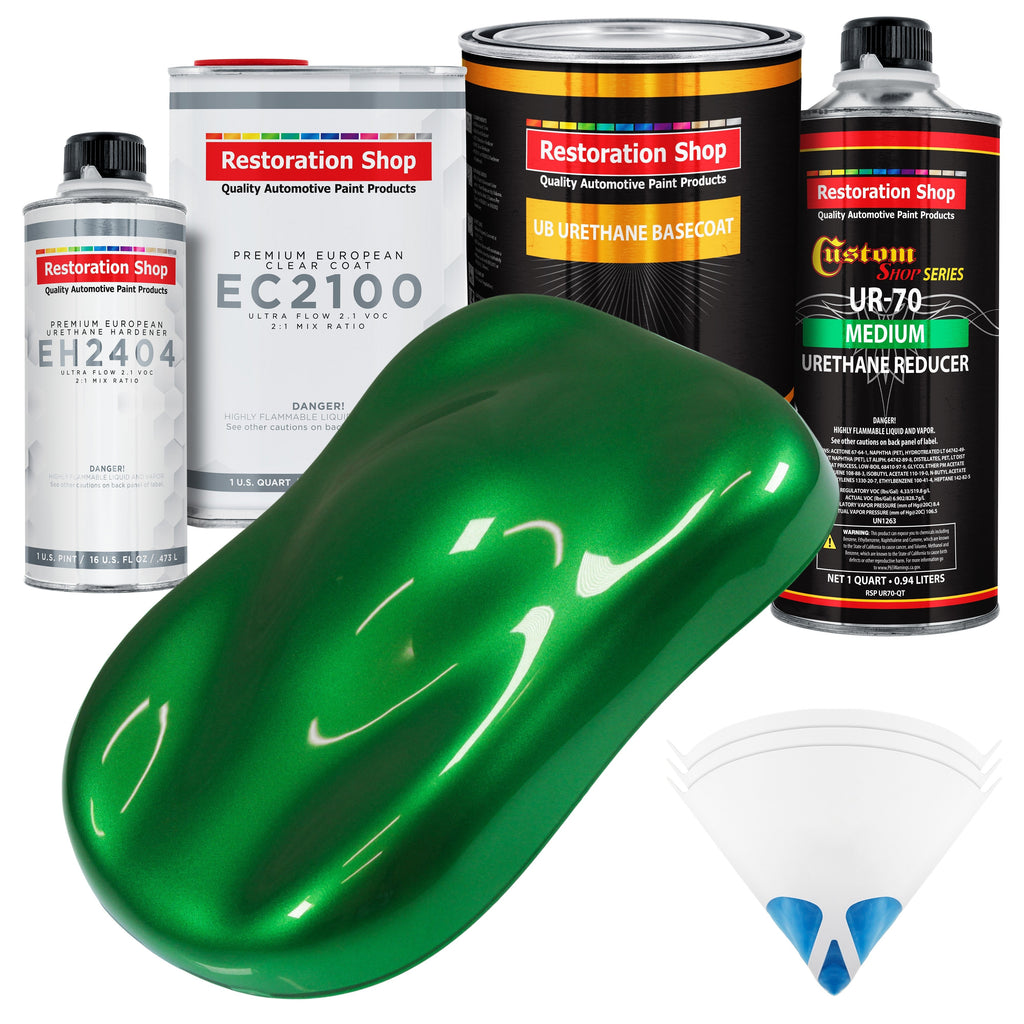 Gasser Green Metallic Urethane Basecoat with European Clearcoat Auto Paint - Complete Quart Paint Color Kit - Automotive Refinish Coating