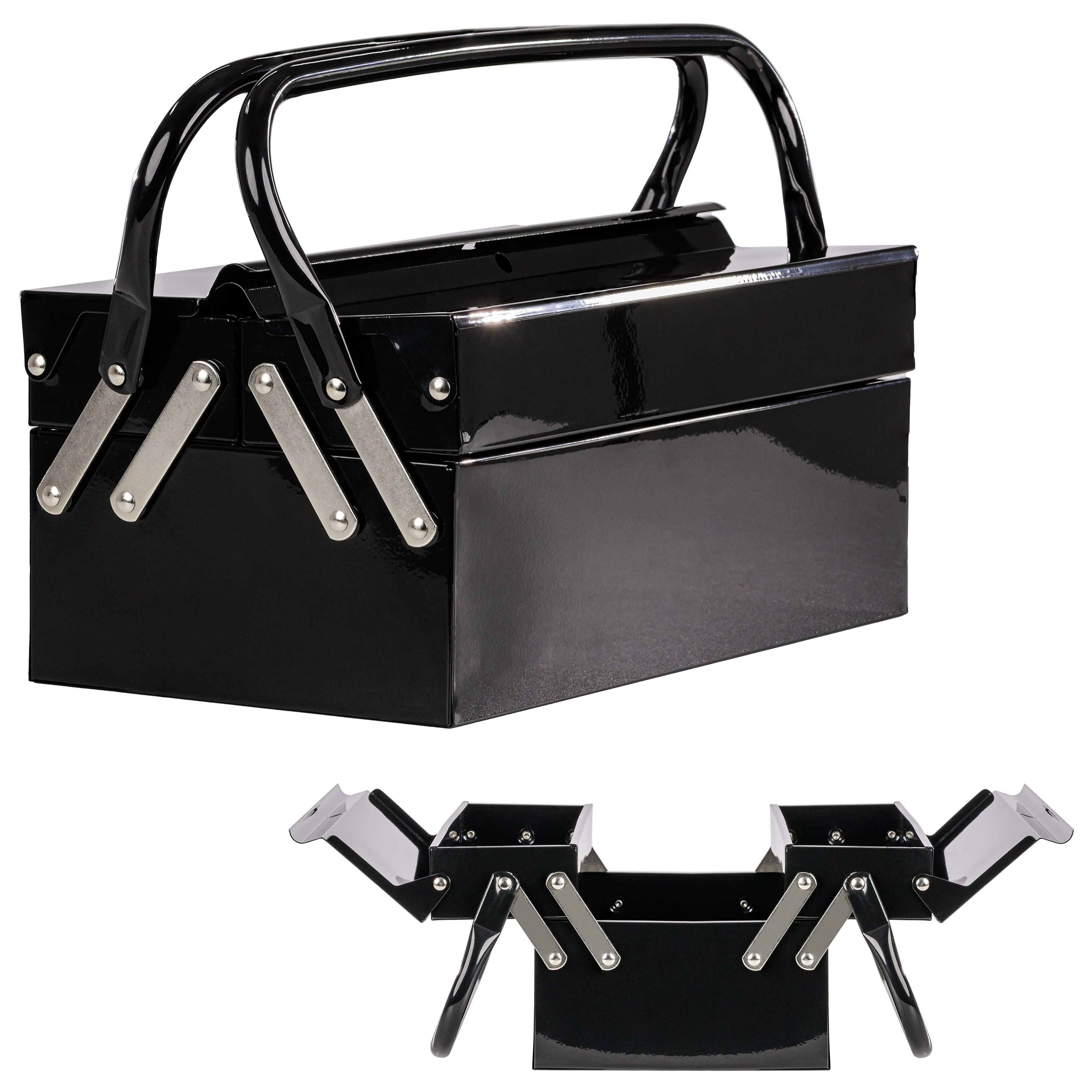 Metal Folding Storage Box - Toolbox, Storing Auto & Household Tools, Auto Body Tools, Pinstriping Supplies, Tackle, Organizer Compartments