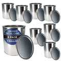 1 Gallon Unlined Empty Metal Paint Can Bucket with Lids, Pack of 8 - Triple Tight Lid Seal, 128 fl. oz. Steel Coating Storage Container Tin