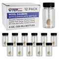 12-Pack Wool Daubers with Clear Plastic Bottles, 4 oz. (120 ml) - Safety Lids, Applicator Ball Brushes for Leather Dye, Dyeing, Painting, Gluing, DIY