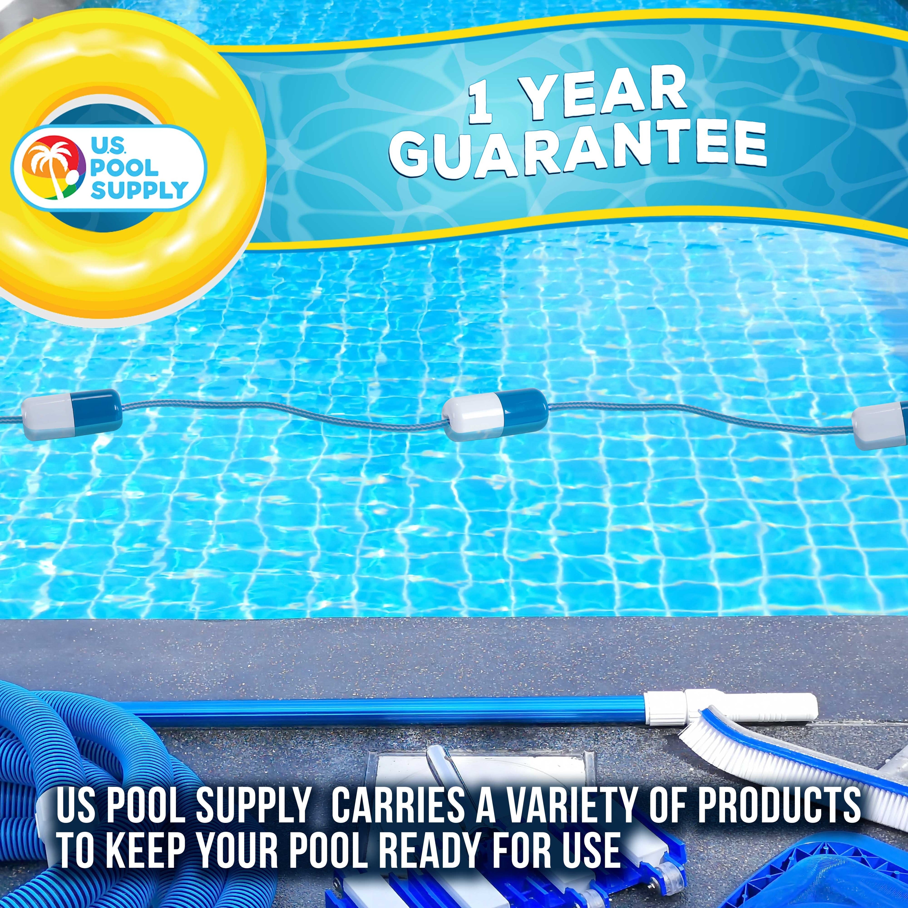 Swimming Pool Adjustable Length 16 to 20 Feet Safety Rope with Floating Buoys - Section Off Hazardous Areas, Dividing Lanes, Hooks