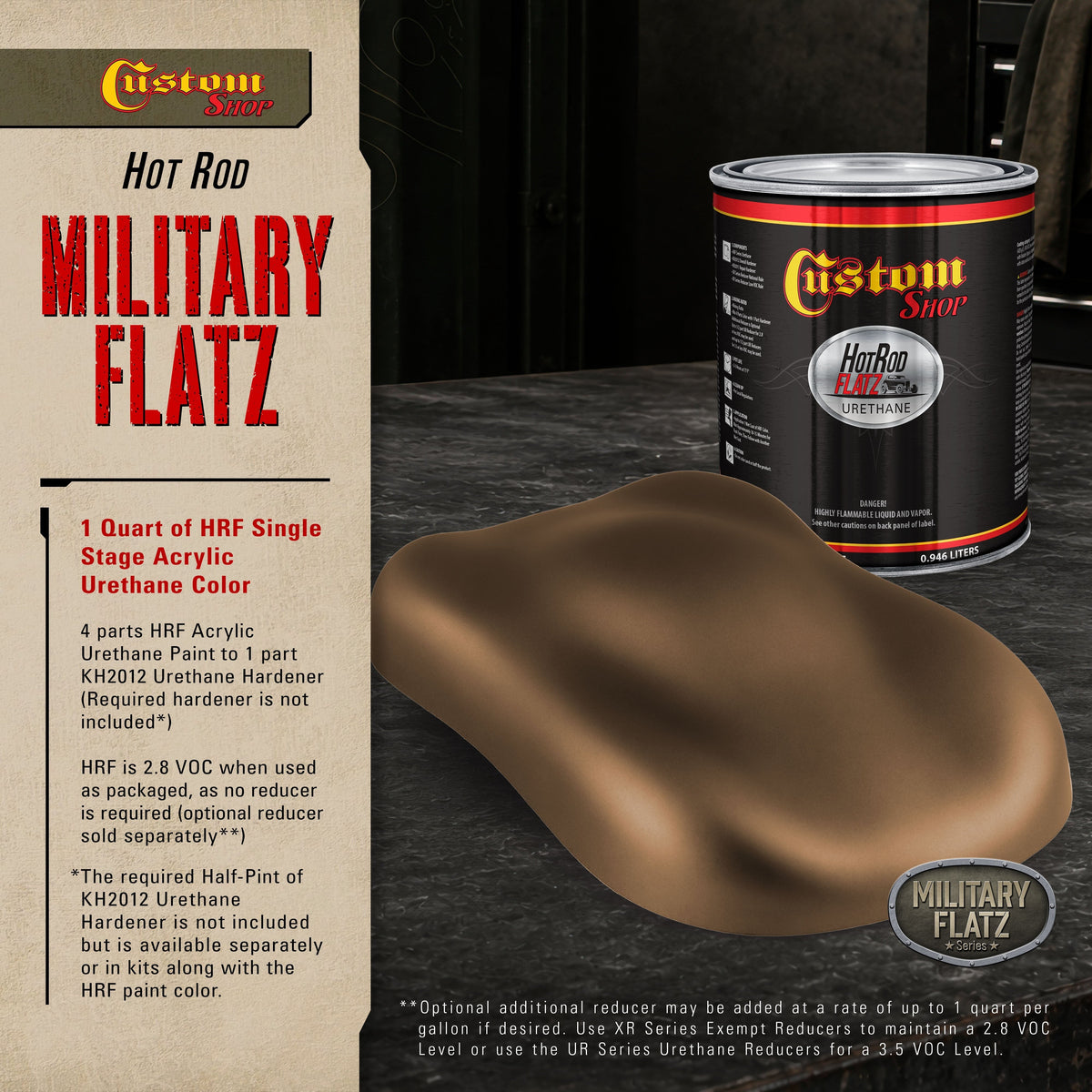 Military Flatz 595-33105 Field Drab - 2K Urethane Flat Automotive Paint - Quart