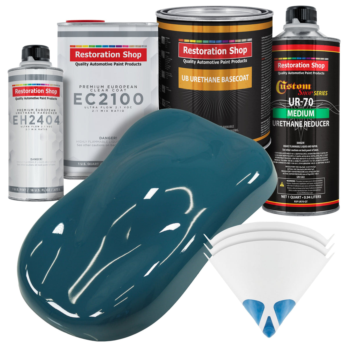 Transport Blue Urethane Basecoat with European Clearcoat Auto Paint - Complete Quart Paint Color Kit - Automotive Refinish Coating
