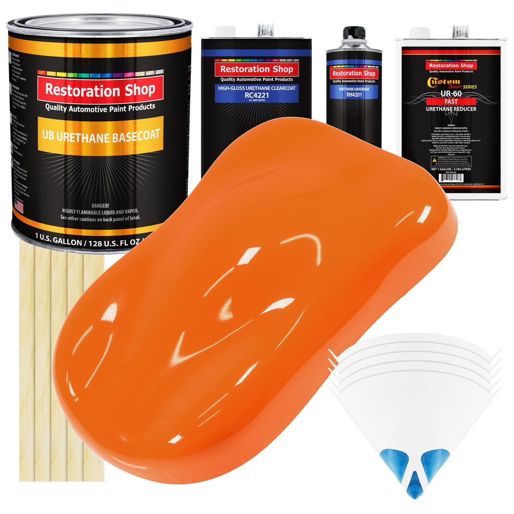 California Orange - Urethane Basecoat with Clearcoat Auto Paint - Complete Fast Gallon Paint Kit - Professional Gloss Automotive Car Truck Coating