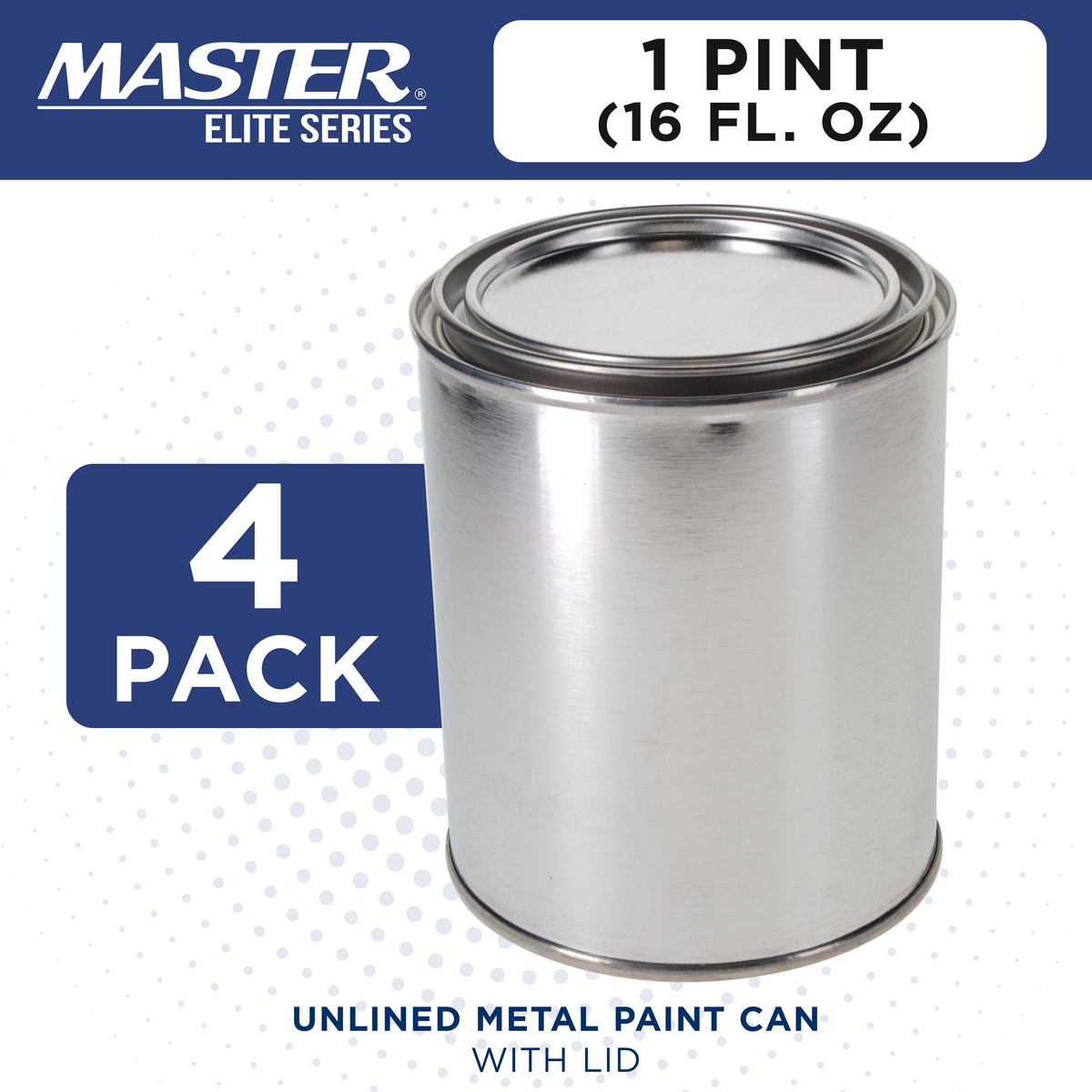 1 Pint Unlined Empty Metal Paint Can Bucket with Lids, Pack of 4 - Triple Tight Lid Seal, 16 fl. oz. Steel Coating Storage Container Tin
