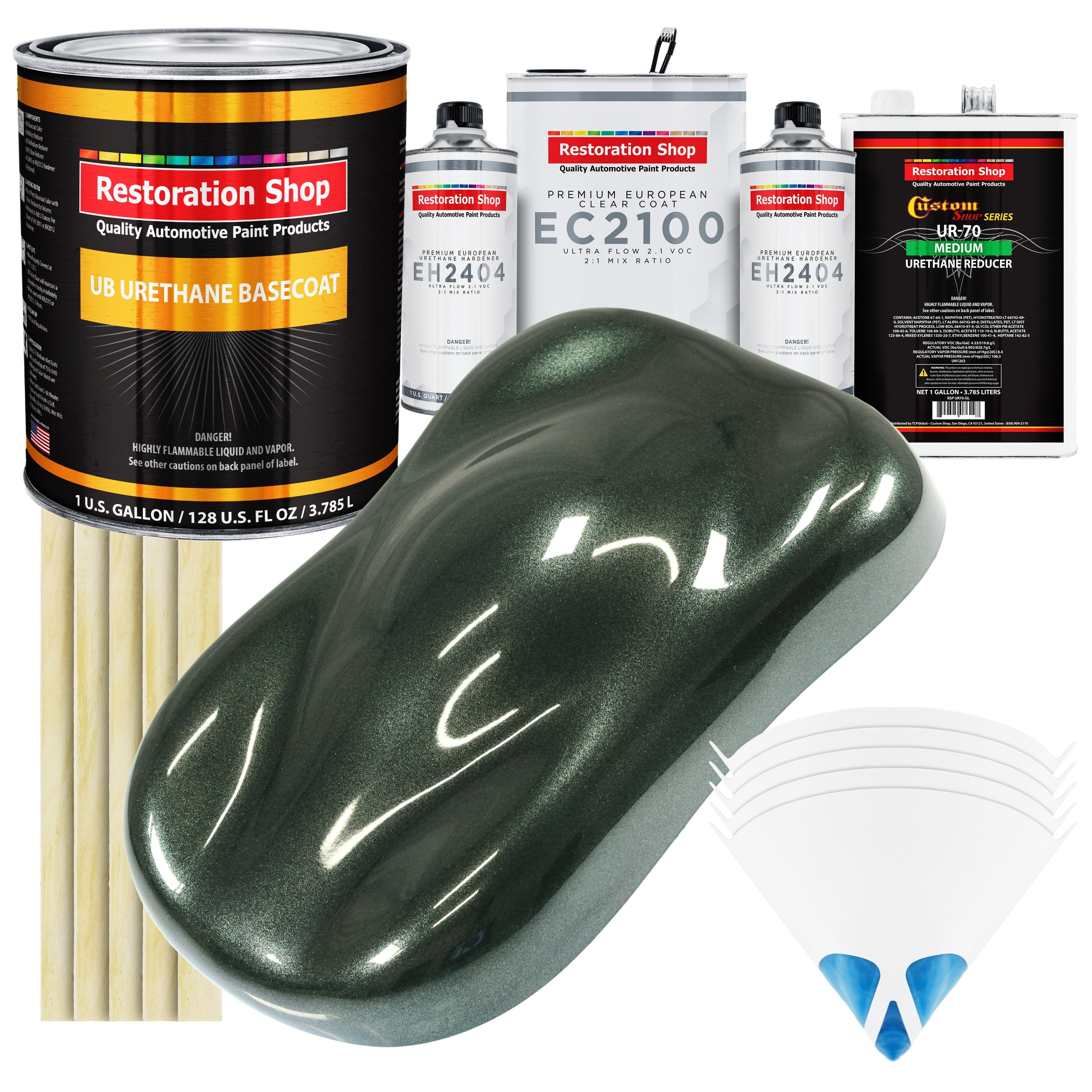 Fathom Green Firemist Urethane Basecoat with European Clearcoat Auto Paint - Complete Gallon Paint Color Kit - Automotive Refinish Coating