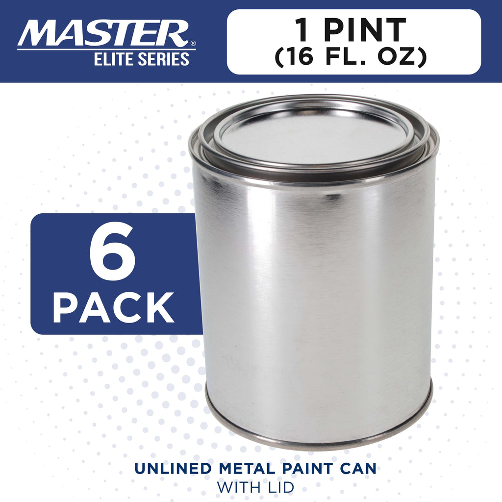 1 Pint Unlined Empty Metal Paint Can Bucket with Lids, Pack of 6 - Triple Tight Lid Seal, 16 fl. oz. Steel Coating Storage Container Tin