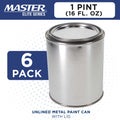 1 Pint Unlined Empty Metal Paint Can Bucket with Lids, Pack of 6 - Triple Tight Lid Seal, 16 fl. oz. Steel Coating Storage Container Tin