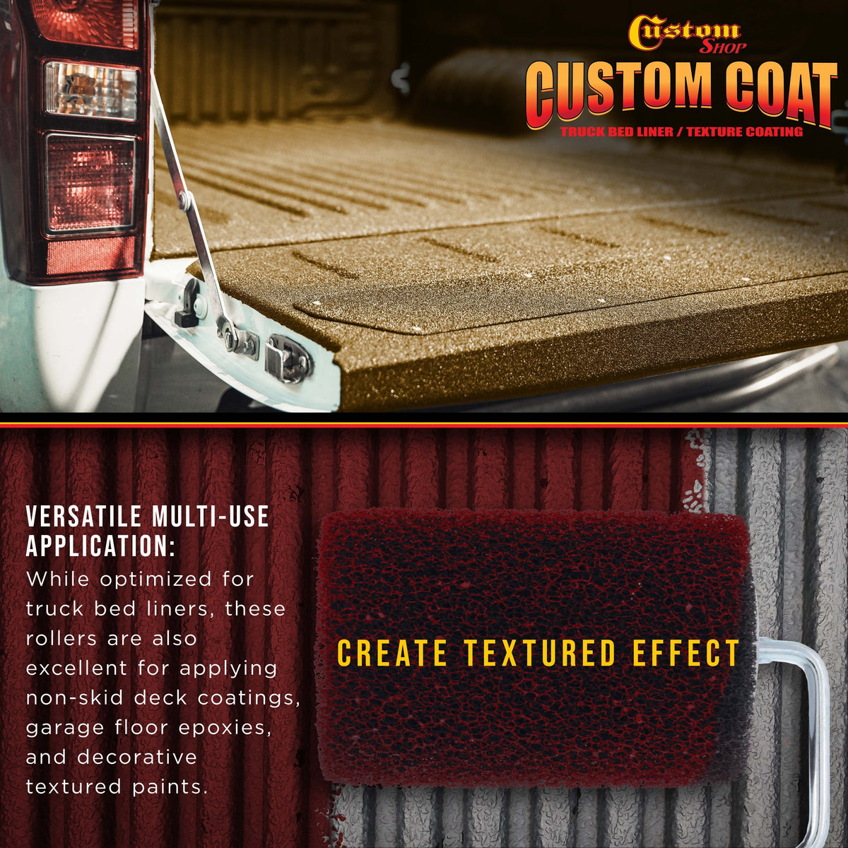 8-Pack Texture Roller Kit: 4" Loop Roller Covers (8pc) & Frames (2pc) - Roll-On Custom Coat Truck Bed Liner Application, Create Textured Effect Paint & Non-Skid Protective Coatings