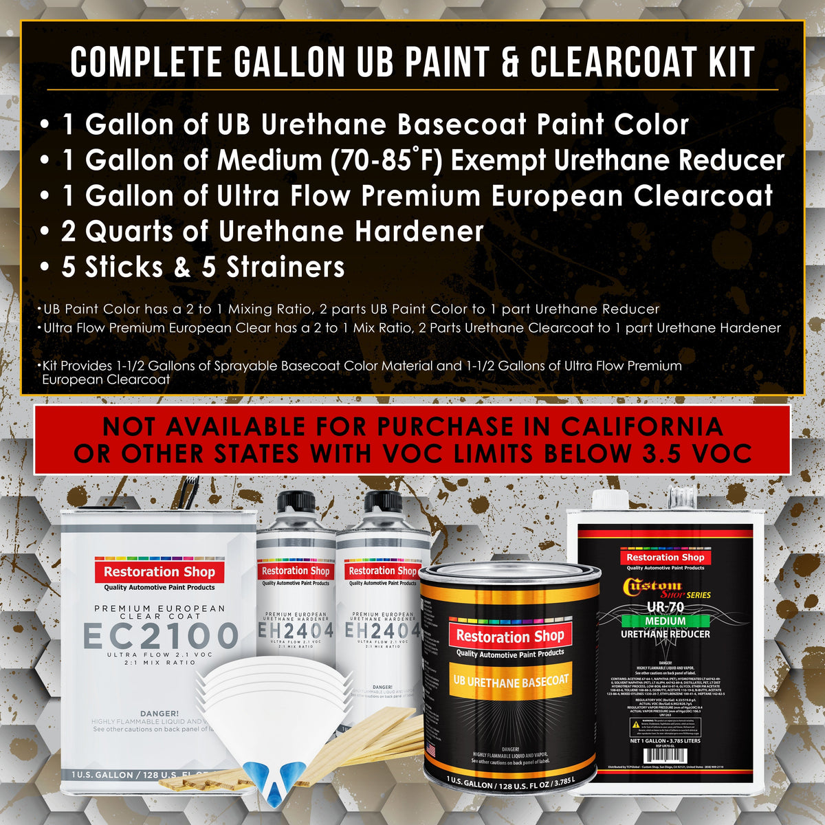 Indigo Blue Metallic Urethane Basecoat with European Clearcoat Auto Paint - Complete Gallon Paint Color Kit - Automotive Refinish Coating