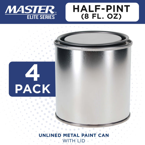 1/2 Pint Unlined Empty Metal Paint Can Bucket with Lids, Pack of 4 - Triple Tight Lid Seal, 8 fl. oz. Steel Coating Storage Container Tin