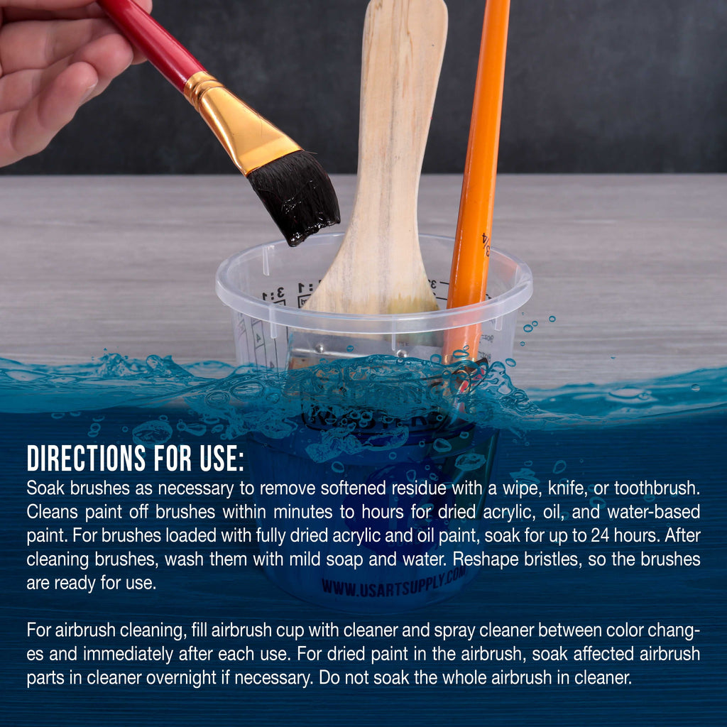 Brush Cleaner and Restorer, 4 oz - Cleans Paint Brushes, Airbrushes, Art Tools, Remove Dried On Acrylic Oil, Water-Based Paint Colors