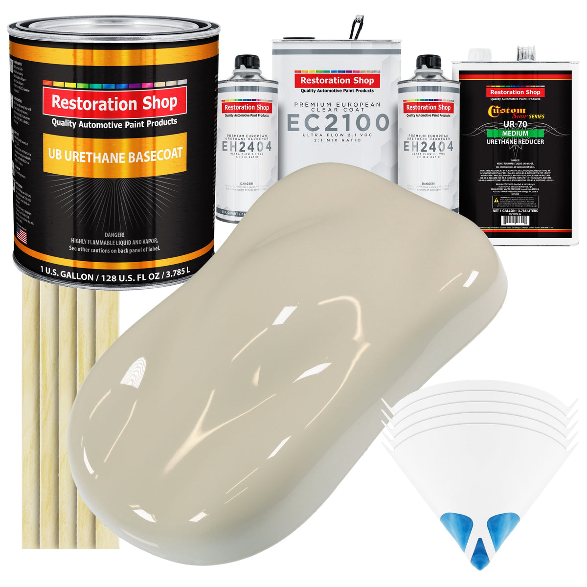 Olympic White Urethane Basecoat with European Clearcoat Auto Paint - Complete Gallon Paint Color Kit - Automotive Refinish Coating