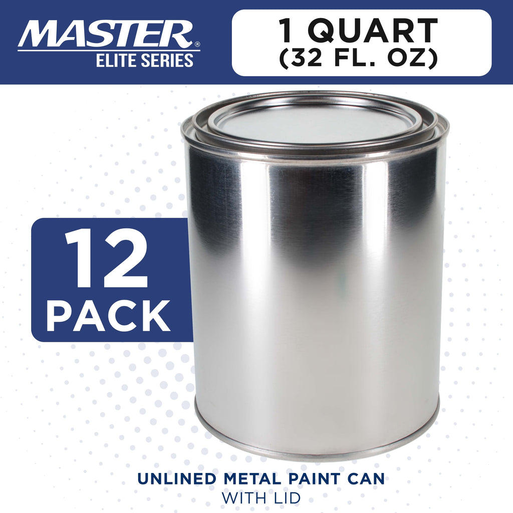 1 Quart Unlined Empty Metal Paint Can Bucket with Lids, Pack of 12 - Triple Tight Lid Seal, 32 fl. oz. Steel Coating Storage Container Tin